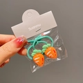 Cute carrot-themed hair elastic set for girls with green braided ties and orange charms - Carrot