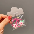 Pink flower braided hair ties for girls featuring cute floral charms in a two-piece set - Flower