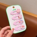 Dettaglio di set di fermagli rosa con motivi di coniglio e lecca-lecca per bimba - 2# Serie Rosa
