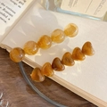 Amber marble resin hair clips set with heart and round beads on golden base - 3# Amber