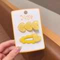 Set di 2 fermagli per capelli gialli a forma di cuore colori caramella per bambine - Giallo