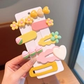 Colorful dopamine-style flower and heart hair clip set with pastel resin finishes - Yellow Series