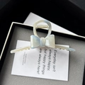 Pinza per capelli a fiocco con motivo marmorizzato blu e bianco in acetato pregiato - Molla a Papillon / 11.5cm / Blu Bianco