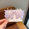 Paire de jolies barrettes papillon en dentelle rose avec paillettes et perles - 1# Violet