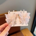 Barrettes papillon en dentelle rose avec paillettes et perles pour petites filles - Rose Coréen