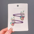Lot de 2 barrettes à paillettes violettes avec charms lapin sirène en résine pour filles - Petit Lapin