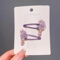 Lot de barrettes hippocampe violettes scintillantes pour filles sur carte - Hippocampe