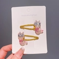 Lot de deux barrettes sirène chat pailletées pour filles présentées sur carte - Chat