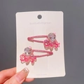 Lot de deux barrettes à cheveux pieuvre rose pailletée avec couronne sur carte - Pieuvre