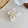 Elegante pinza de pelo de mariposa en acetato blanco perlado para peinado de estilo francés - Color Sirena Nacarado