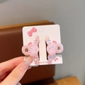 Pinzas para el pelo rosa irisado con forma de sirena y perlas en tarjeta - Pinza de Triple Concha / Rosa