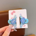 Pinzas para el pelo de concha azul con perlas iridiscentes y lentejuelas - Pinza de Triple Concha / Azul claro