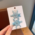 Paio di fermagli per capelli a fiocco di neve celeste con glitter e cristallo centrale - Blu / Fermagli a becco d'anatra