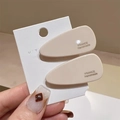 Lot de barrettes minimalistes en acétate beige crème avec gravure France Handmade - Blanc Cassé