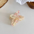 Pink and yellow marbled acetate butterfly hair claw clip with a spring-loaded design - Cherry Blossom Pink