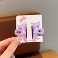 Paire de pinces à cheveux sirène violettes irisées avec paillettes sur carton - Violet de Rêve