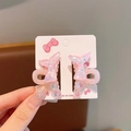 Lot de deux pinces à cheveux en queue de poisson rose pailletée sur carte blanche - Rose Sakura