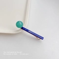 Pasador de pelo minimalista con bola verde y barra rectangular azul oscuro en colores caramelo - Azul Marino