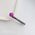 Pinza de pelo minimalista con perla redonda púrpura y mango negro sobre base oro rosa - Negro
