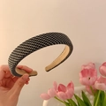Cerchietto classico in tweed a quadretti bianchi e neri con fodera antiscivolo - Quadri Neri