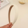 French style sponge headband with white woven texture for high crown hair styling - White