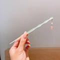 Elegant green bamboo style hairpin with delicate lily of the valley tassel pendant - Light Green Bamboo Pearl Petal Pendant Style (8)