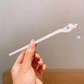 Pink lily of the valley acrylic hair stick with tassels for Hanfu styling - Pale Pink Ru-Yi Tassel Bead Style (18)