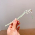 Traditional light green lily of the valley hair pin with pearl and jade tassels - Light Green Cloud Pearl Tassel Style (23)