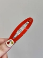 Clip de pelo BB ovalado rojo estilo dopamina con lunares de colores y texto Barrette - 2# Rojo