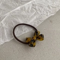 Elastico per capelli con fiocco a motivo tartarugato e fascia elastica marrone scuro - Marrone Scuro