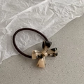 Elastico per capelli vintage con fiocco in acetato tartarugato e corda marrone - Marrone Chiaro