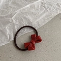 Elastico per capelli con fiocco rosso e fascia nera elastica per coda di cavallo - Borgogna