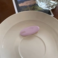 Minimalist purple oval hair clip with gold France Handmade lettering on ceramic plate - Creamy Purple