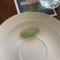 Minimalist grass green oval hair clip with gold France Handmade lettering design - Matcha Green