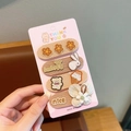 Set di fermagli per capelli color caffè latte con coniglietto e ricami - Set di mollette per capelli / Stile Coniglio Gelato (1)