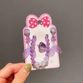 Lila Meerjungfrau-Ohrclips, Herzring und Perlenarmband Schmuckset für kleine Mädchen - Schmuckset (Armband Ohrringe Ring) / Irisierendes Lila