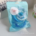 Blue gradient spiral hair ties set with dots and stars in a matte zip pouch - Spiral Telephone Wire Style / 6-Piece Set (As Shown in Colored Bag) / Blue