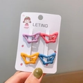 Set of four colorful matte butterfly hair clips for girls in pink, yellow, and blue - Yellow Butterfly