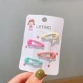 Set of four pastel waterdrop hair clips in pink, beige, orange, and mint green - Waterdrop Deep Pink