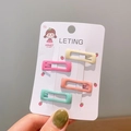 Set of 4 colorful rectangular star hair clips for girls in pink yellow and green - Square Mint Green