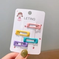 Set of four matte candy-colored rectangular BB hair clips in pink, yellow, teal, and purple - Purple Square
