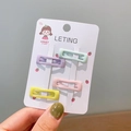 Set of four rectangle candy color snap hair clips in pastel purple green pink and yellow - Square Light Purple