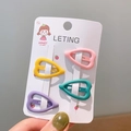 Set of four matte heart-shaped hair clips in pink, yellow, purple, and blue colors - Purple Heart