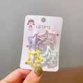 Star-shaped children's hair clips in pastel purple, pink, yellow and mint green - Yellow With Stars