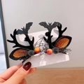 Fermagli per capelli Halloween pipistrello glitter e corna di renna nere con bacche - Stile Corna di Pipistrello
