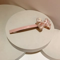 Elegant pink acetate bow hair clip with marble texture and spring clip for women - Light Pink (X236)