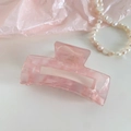 Pink marble acetate hair claw clip with sweet square design for women's hairstyles - Medium Square
