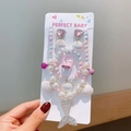 Mermaid tail jewelry set for girls with colorful pearls, shells and heart gems - White Fishtail Style