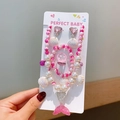 Pink and white mermaid jewelry set for girls with shell charms on a display card - Dark Pink Mermaid Tail Style