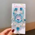 Blue mermaid tail jewelry set for girls with shell pearls and sequin pendant - Blue Fish Tail Style